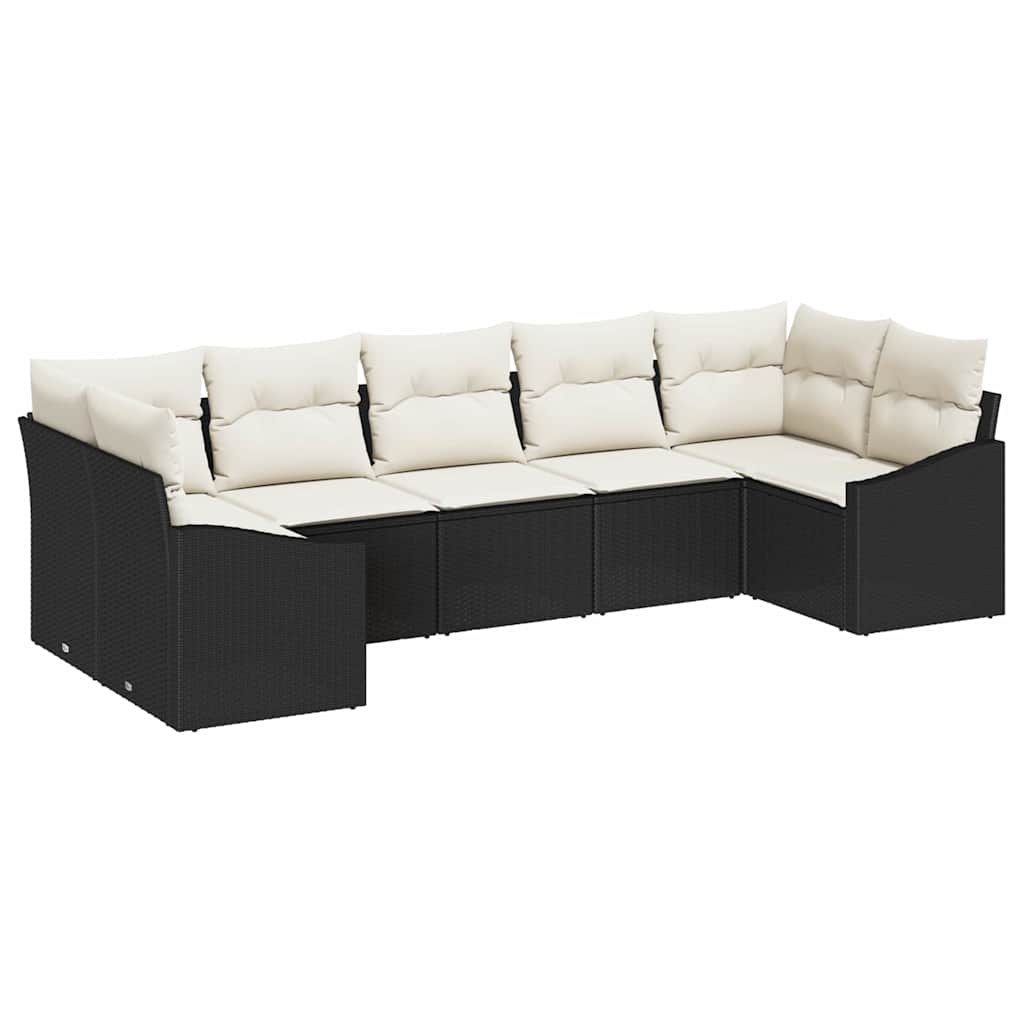 Garten Essgruppe mit Kissen 7 pcs Schwarz und Creme